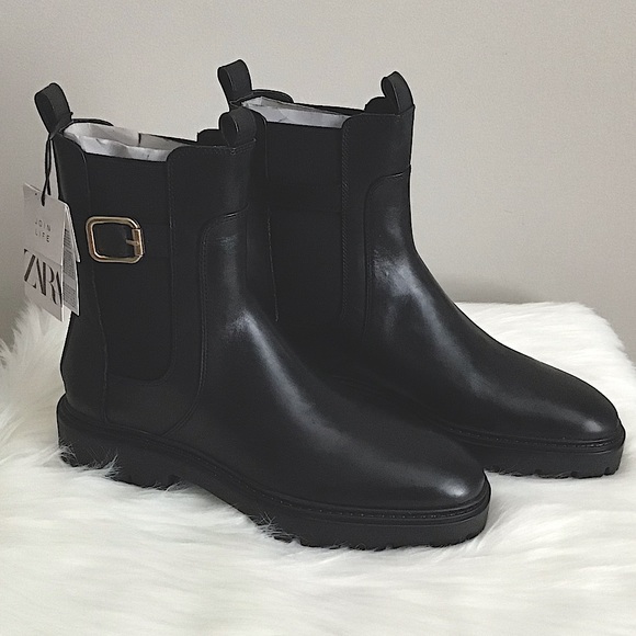 ZARA Leather Ankle Boots With Buckle New With Tag - Picture 2 of 14